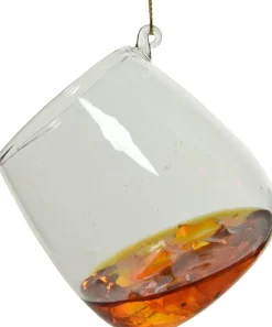 Decoris Weihnachtsbaumschmuck Glas Rum transparent / braun D 7 H 7,5 cm