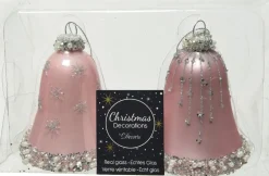 Decoris Weihnachtsbaumschmuck Uhr hellrosa D 6,5 H 8 cm 2 St.