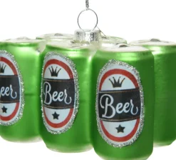 Decoris Weihnachtsbaumschmuck Sixpack Bier grün 6 x 9 x 8 cm