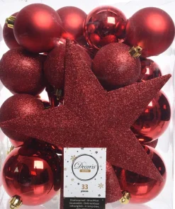 Decoris Weihnachtsbaumschmuck Marilene rot 33 St.