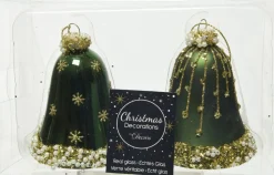 Decoris Weihnachtsbaumschmuck Uhr dunkelgrün D 6,5 H 8 cm 2 St.