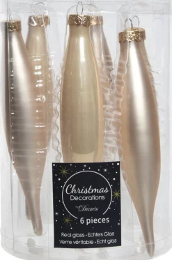 Decoris Weihnachtsbaumschmuck Zapfen creme D 3 H 15 cm 6 St.