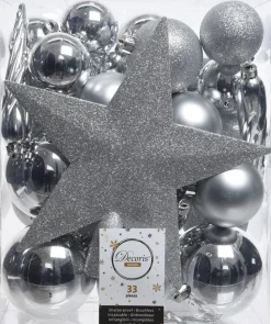 Decoris Weihnachtsbaumschmuck Marilene silber 33 St.
