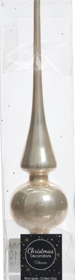 Decoris Weihnachtsbaumspitze glänzend creme D 6 H 26 cm