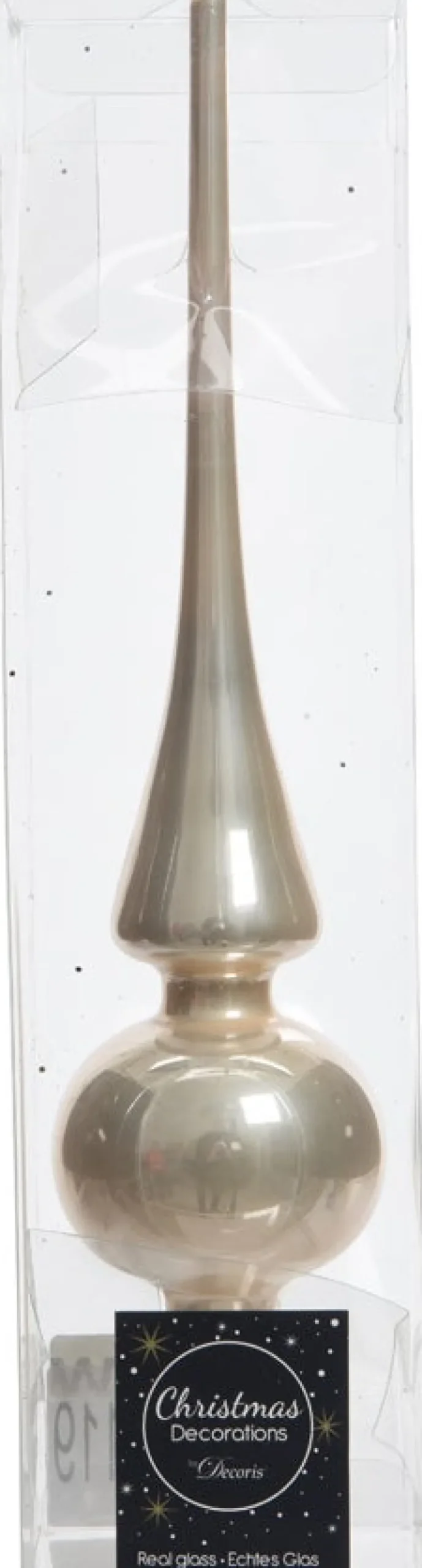 Decoris Weihnachtsbaumspitze glänzend creme D 6 H 26 cm