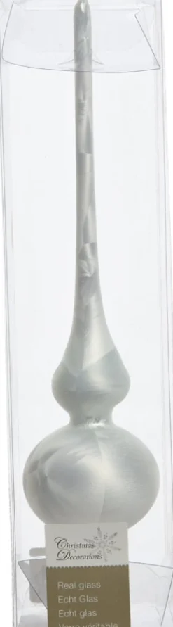 Decoris Weihnachtsbaumspitze weiß Eislack D 6 H 26 cm