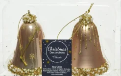 Decoris Weihnachtsbaumschmuck Uhr braun / kupfer D 6,5 H 8 cm 2 St.
