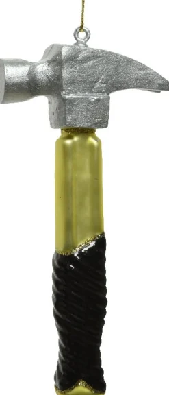 Decoris Weihnachtsbaumschmuck Hammer gold 6,5 x 2 x 13 cm