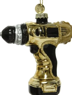 Decoris Weihnachtsbaumschmuck Bohrmaschine gold 9,2 x 3,8 x 10 cm