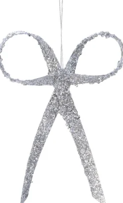 Decoris Weihnachtsbaumschmuck Schleife silber 12 x 1,2 x 16 cm