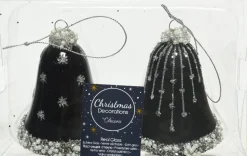 Decoris Weihnachtsbaumschmuck Uhr schwarz D 6,5 H 8 cm 2 St.