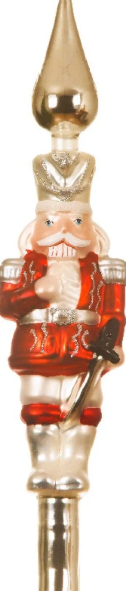 Decoris Weihnachtsbaumspitze Nussknacker gold / rot 5 x 6,5 x 29 cm