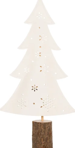 Deko-Weihnachtsbaum weiß mit 10 LEDs warmweiß H 41 cm