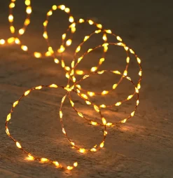 Drahtlichterkette kupfer 1 m mit 66 LEDs klassisch warm