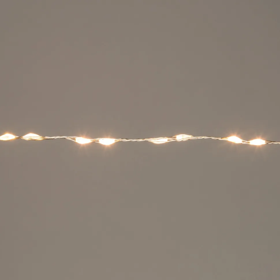 Drahtlichterkette silber 1 m mit 66 LEDs warmweiß