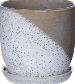 Duif Blumentopf mit Untersetzer D 13,5 H 13,5 cm grün / grau