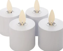 Erweitertungsset LED Teelicht weiß 4 St. aufladbar D 3,8 H 3,5 cm gelb