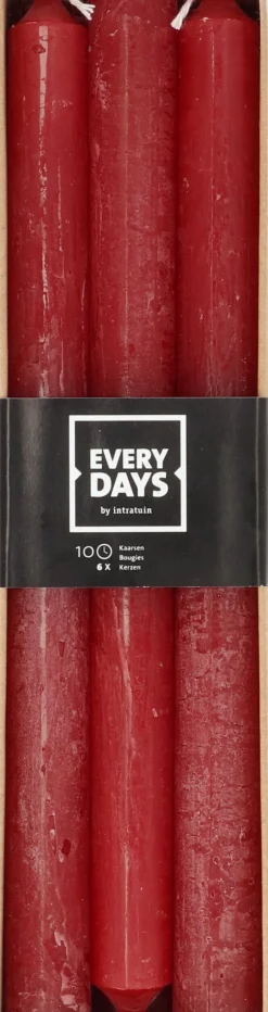Everydays by Intratuin Stabkerzen Rustic rot 10 Std. 6 St.
