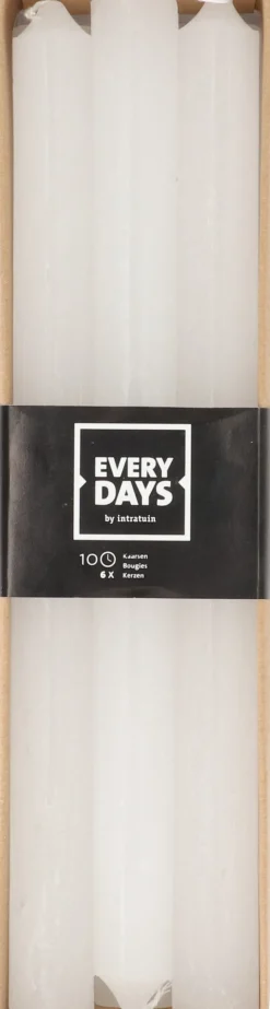 Everydays by Intratuin Stabkerzen Rustic weiß 10 Std. 6 St.