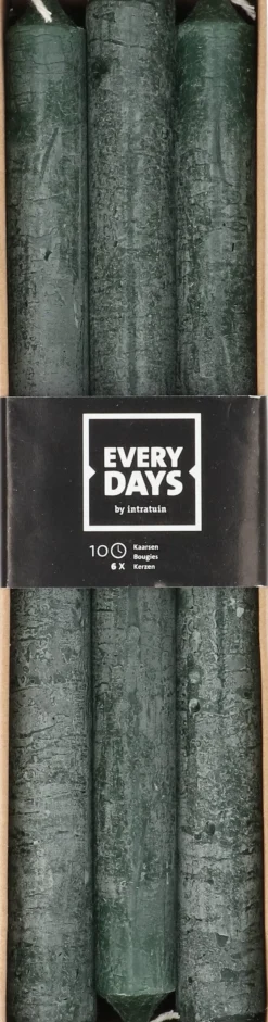 Everydays by Intratuin Stabkerzen Rustic grün 10 Std. 6 St.