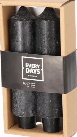 Everydays by Intratuin Stabkerzen Rustic schwarz 16 Std. 2 St.