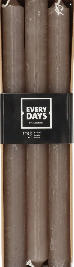 Everydays by Intratuin Stabkerzen Rustic taupe 10 Std. 6 St.