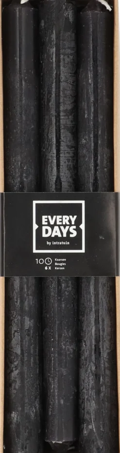 Everydays by Intratuin Stabkerzen Rustic schwarz 10 Std. 6 St.