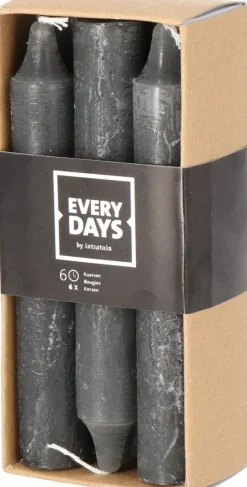Everydays by Intratuin Stabkerzen Rustic grau 6 Std. 6 St.