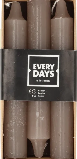 Everydays by Intratuin Stabkerzen Rustic taupe 6 Std. 6 St.
