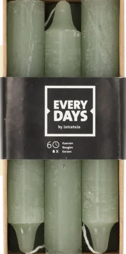 Everydays by Intratuin Stabkerzen Rustic hellgrün 6 Std. 6 St.