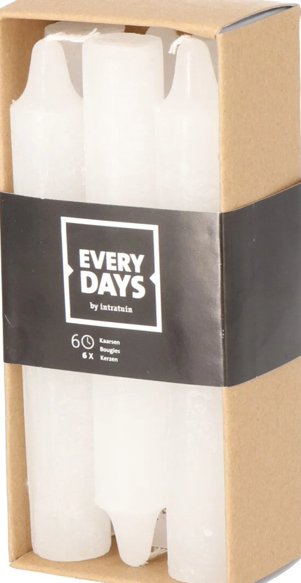 Everydays by Intratuin Stabkerzen Rustic weiß 6 Std. 6 St.