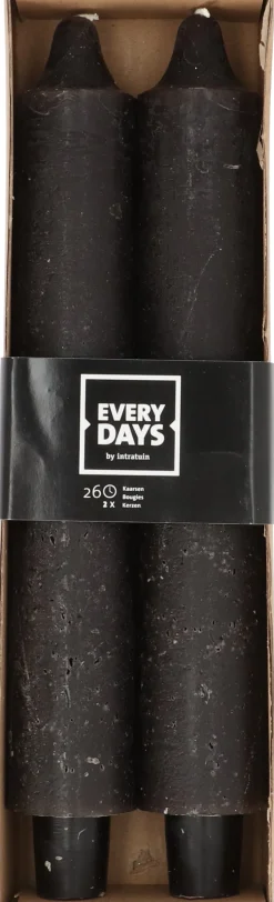 Everydays by Intratuin Stabkerzen Rustic schwarz 26 Std. 2 St.