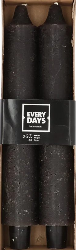 Everydays by Intratuin Stabkerzen Rustic schwarz 26 Std. 2 St.