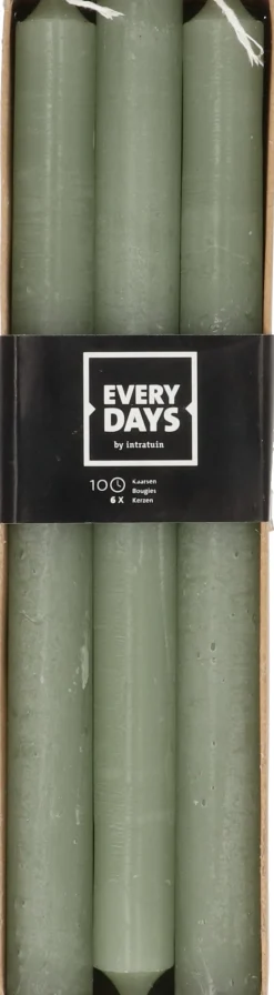 Everydays by Intratuin Stabkerzen Rustic hellgrün 10 Std. 6 St.