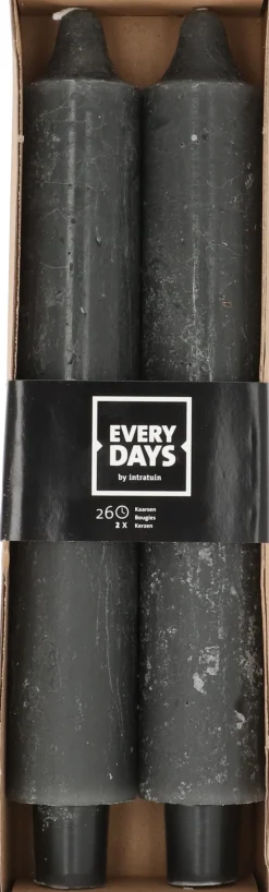 Everydays by Intratuin Stabkerzen Rustic grau 26 Std. 2 St.