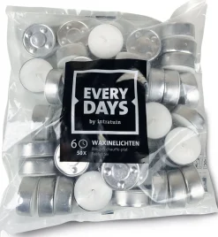 Everydays by Intratuin Teelichter weiß 6 Std. 50 St.