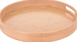 Excellent Houseware Tablett Bambus D 40 cm H 5 cm