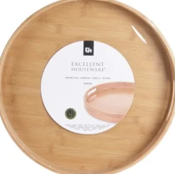 Excellent Houseware Tablett Bambus D 40 cm H 5 cm