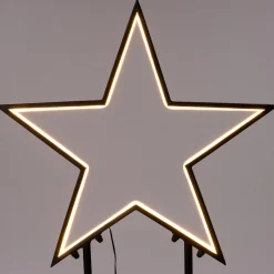 Gartenstecker Stern mit Timer schwarz warmweiß 53 x 3 56 cm