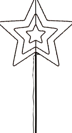 Gartenstecker Stern mit Timer schwarz warmweiß H 35 cm