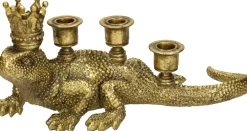 HD Collection Kerzenständer Aurum Eidechse gold 35 x 14,5 x 16 cm