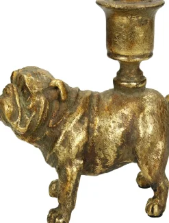 HD Collection Kerzenständer Hund gold 12 x 6,5 x 11,2 cm