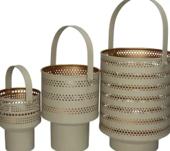 HD Collection Teelichthalter Sunset beige 14 x 12 x 15 cm