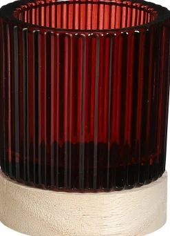 House of Seasons Teelichthalter Cala rot D 7,5 H 9 cm