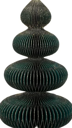 House of Seasons Weihnachtsdeko Baum Rocco grün / gold D 15 H 30 cm