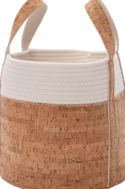 Intratuin Aufbewahrungskorb Julan weiß / Kork D 30 H 30 cm