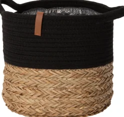 Intratuin Aufbewahrungskorb Floro natur / schwarz D 22 H 22 cm