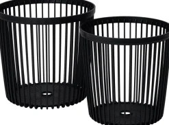 Intratuin Beistelltisch mit Korb schwarz / naturell D 39 H 38 cm 2 St.