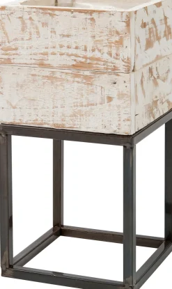 Intratuin Blumenkasten Kyra mit Ständer weiß / Holz 18 x 18 x 34 cm