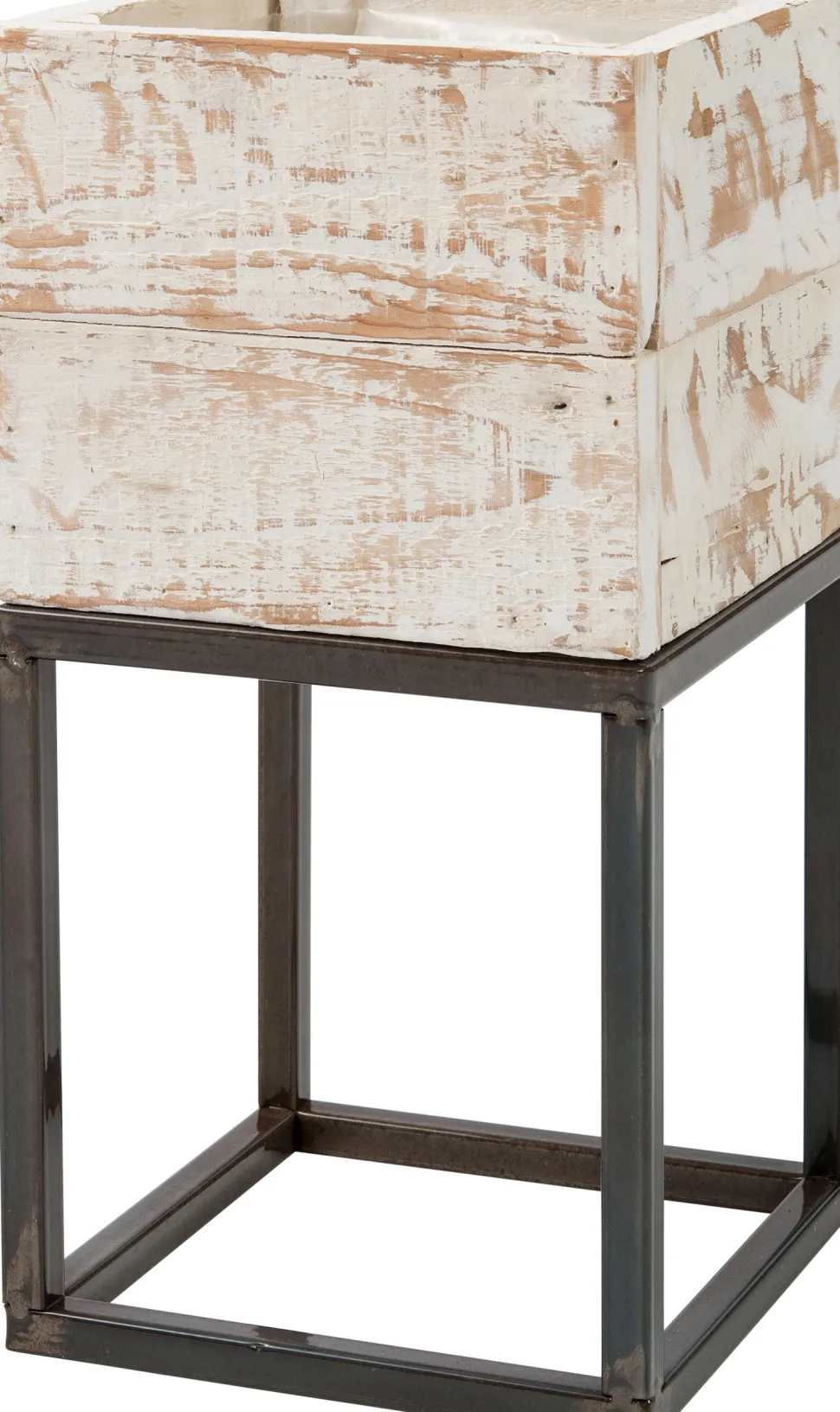 Intratuin Blumenkasten Kyra mit Ständer weiß / Holz 18 x 18 x 34 cm